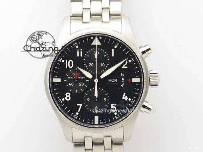 MIROTIME 0213 Pilot Chrono 377725 SS ZF 1:1 Best Edition White Dial on Black Leather Strap A Soft 7183